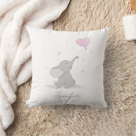 Cojín Decorativo Elefante Lindo con Nombre de Globo
