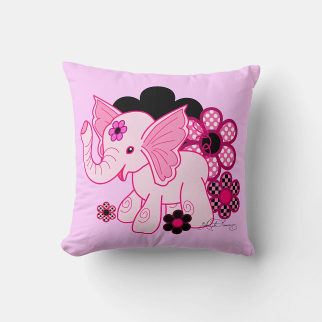 Cojín Decorativo Elefante lindo de Kawaii (Anverso)
