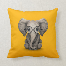 Cojín Decorativo Elefante lindo del bebé con amarillo de los