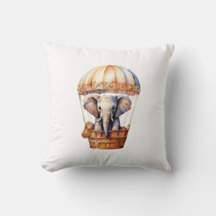 Cojín Decorativo Elefante lindo en globo aerostático