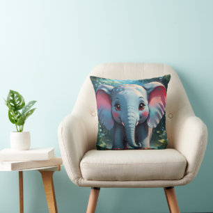 Cojín Decorativo Elefante lindo en la lluvia