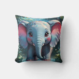 Cojín Decorativo Elefante lindo en la lluvia