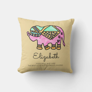 Cojín Decorativo Elefante moderno personalizado colorido a acuarela