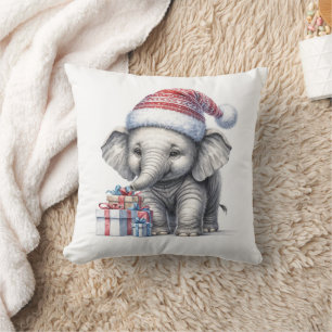 Cojín Decorativo Elefante navidad con regalos
