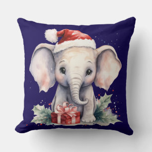 Cojín Decorativo Elefante Navideño Adorable