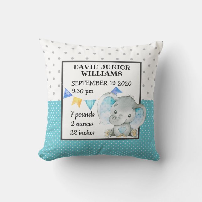 Cojín Decorativo Elefante Niño Nacido Nacido (Anverso)