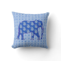 Elefante paisley - azul cobalto y blanco