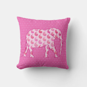Cojín Decorativo Elefante paisley - rosa hielo y fucsia