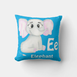 Cojín Decorativo Elefante personaliza ABC: Letra E - Agrega tu nomb