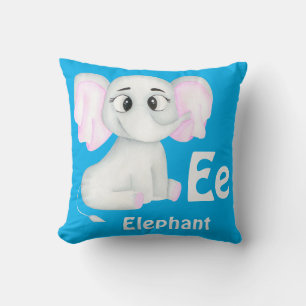 Cojín Decorativo Elefante personaliza ABC: Letra E - Agrega tu nomb