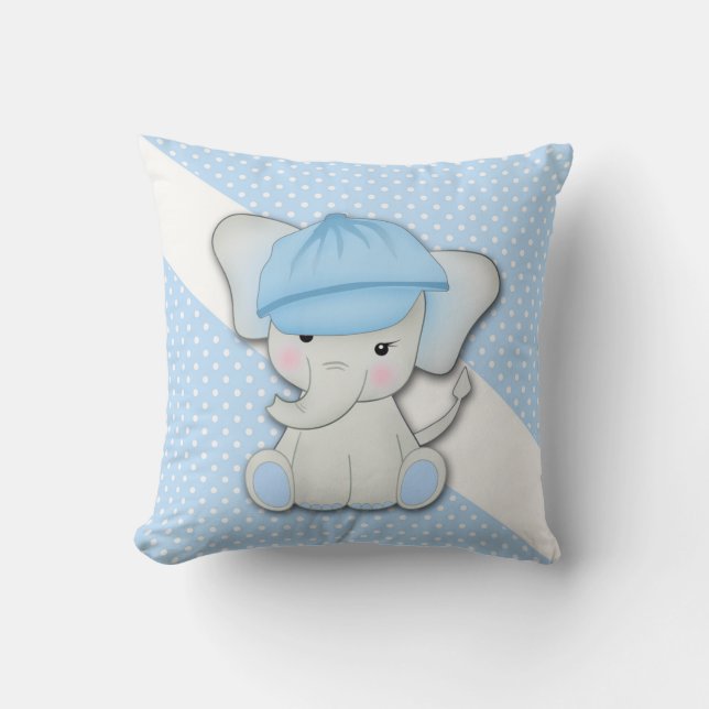 Cojín Decorativo elefante personalizado con fondo azul (Anverso)