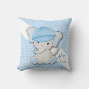 Cojín Decorativo elefante personalizado lindo con fondo azul