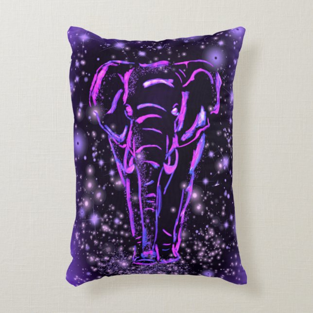 Cojín Decorativo Elefante Pillow De Acento Púrpura Rosa En Noche St (Frente (Vertical))