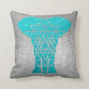 Cojín Decorativo Elefante Purpurina gris-plata geométrica