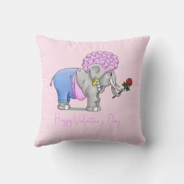 Cojín Decorativo Elefante Romántico del Día de San Valentín