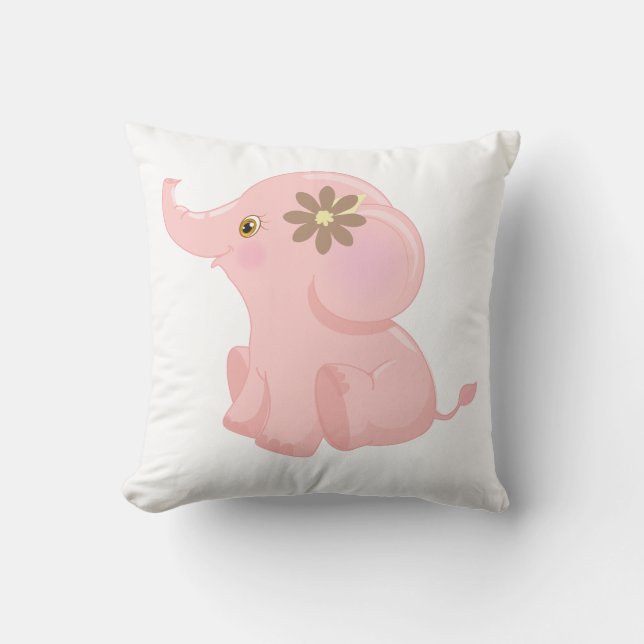 Cojín Decorativo Elefante Rosa Bebé (Anverso)