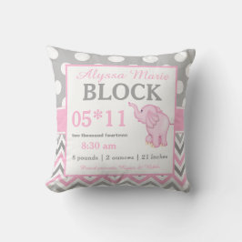 Cojín Decorativo Elefante rosa gris Invitación Pillow