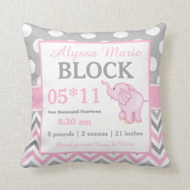 Cojín Decorativo Elefante rosa gris Invitación Pillow