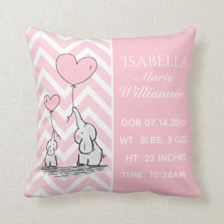 Cojín Decorativo Elefante Rosa Pastel Personalizado Nacimiento Niña