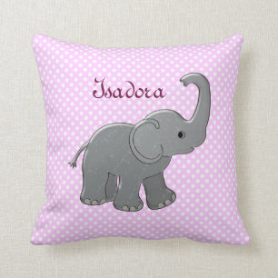 Cojín Decorativo elefante rosado de la fiesta de bienvenida al bebé