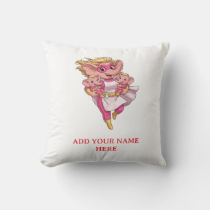 Cojín Decorativo Elefante Supermamá de Gemelos Personalizada Dibujo