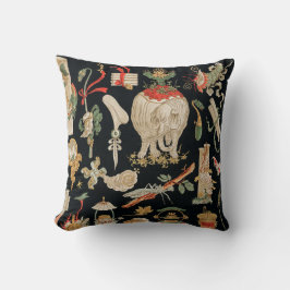 Cojín Decorativo Elefante Vintage Negro Rojo