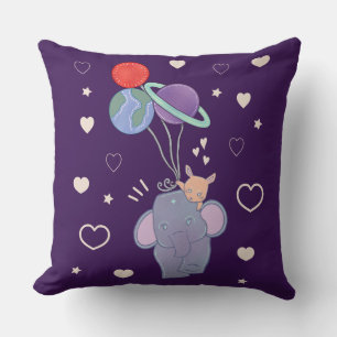 Cojín Decorativo Elefante y paseo en globo aerostático espacial de