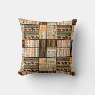Cojín Decorativo Elefantes africanos de patchwork: Textura fundamen