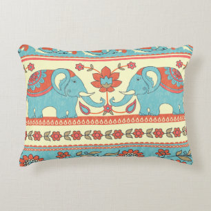 Cojín Decorativo Elefantes, flores, estampado étnico