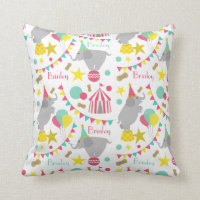 Elefantes Girly Circus Personalizado Pillow
