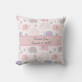 Cojín Decorativo Elefantes Rosas Azules Arcoiris Guardería 