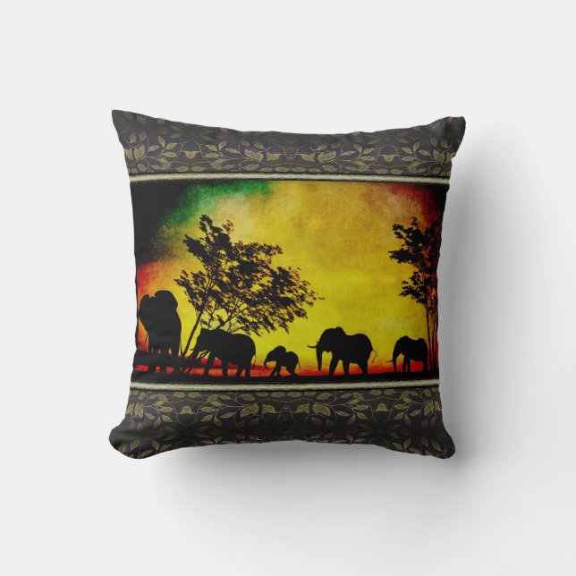 Cojín Decorativo Elefantes Sunset (Anverso)