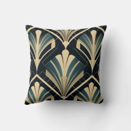 Cojín Decorativo Élégance Art Déco - Bleu Nuit et Ivoire