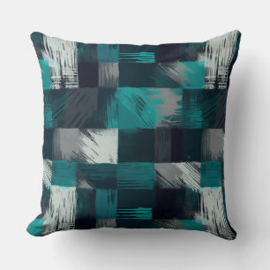 Cojín Decorativo Elegancia abstracta en verde azulado y gris
