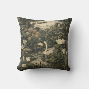 Cojín Decorativo Elegancia botánica - Cisne en el bosque