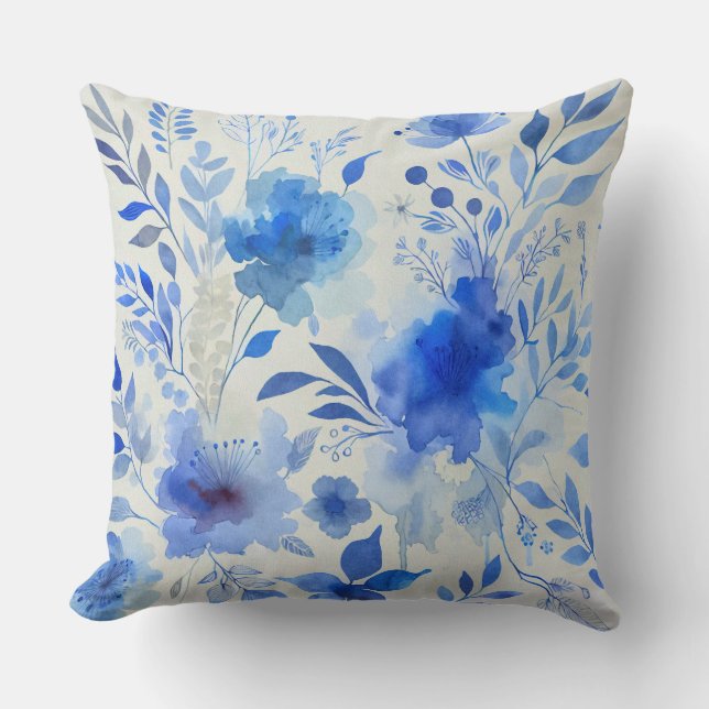 Cojín Decorativo Elegancia botánica de Blue Azure (Anverso)