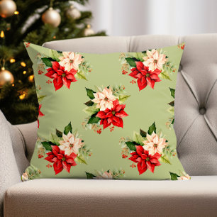 Cojín Decorativo Elegancia botánica navidad con Poinsettia