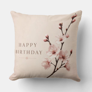 Cojín Decorativo Elegancia de Flor de Cerezo Cumpleaños