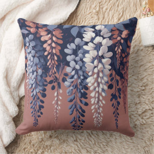Cojín Decorativo Elegancia de la Marina y la Wisteria Rosa