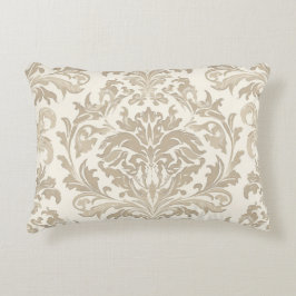 Cojín Decorativo Elegancia de Marfil Barroco Damasco Clásico Antigu