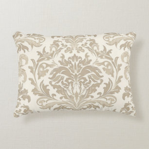 Cojín Decorativo Elegancia de Marfil Barroco Damasco Clásico Antigu