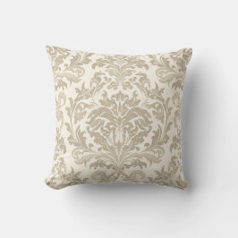 Cojín Decorativo Elegancia de Marfil Barroco Damask Clásico Antiguo
