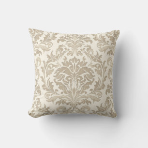 Cojín Decorativo Elegancia de Marfil Barroco Damask Clásico Antiguo