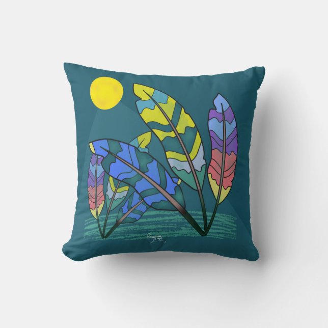 Cojín Decorativo Elegancia de plumas bajo la luz de la luna (Anverso)