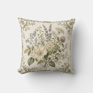 Cojín Decorativo Elegancia de Porcelana Antigua Patrimonio Botánico