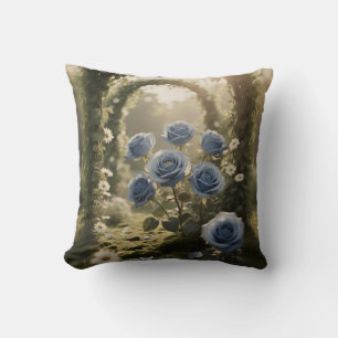 Cojín Decorativo Elegancia de Rosa Azul – Acento Floral Romántico p