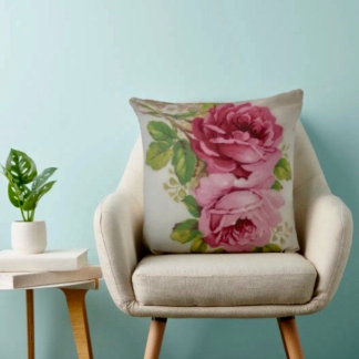 Cojín Decorativo Elegancia de Rosa de Repollo Vintage