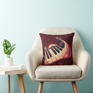 Cojín Decorativo Elegancia en movimiento, el piano curvo.