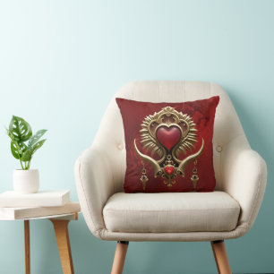 Cojín Decorativo Elegancia en rojo luster con un corazón ornamentad