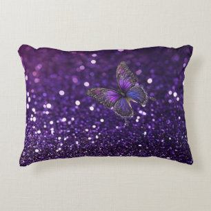 Cojín Decorativo Elegancia encantadora: la mariposa morada